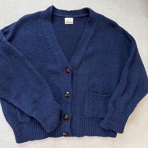 BABAA NAVY WOOL CARDIGAN - one size